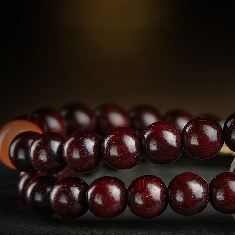 Stone of buddha Chinese Zodiac Natal Buddha Small Leaf Red Sandalwood Jade Red Agate PiXiu Sooth Bracelet