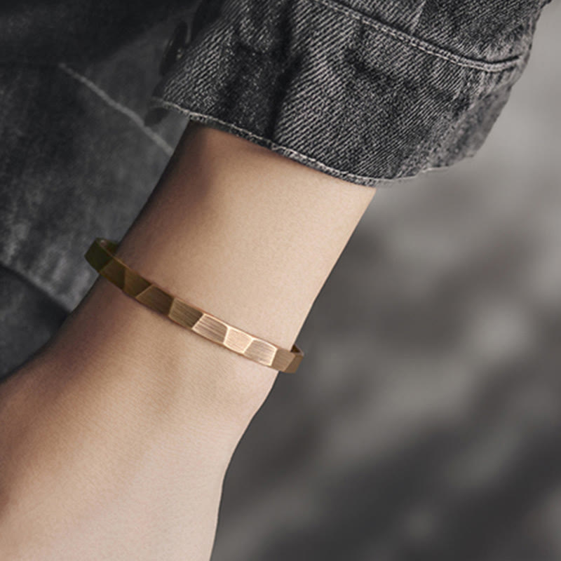 Stone of buddha Vintage Rustic Design Copper Wealth Adjustable Cuff Bracelet