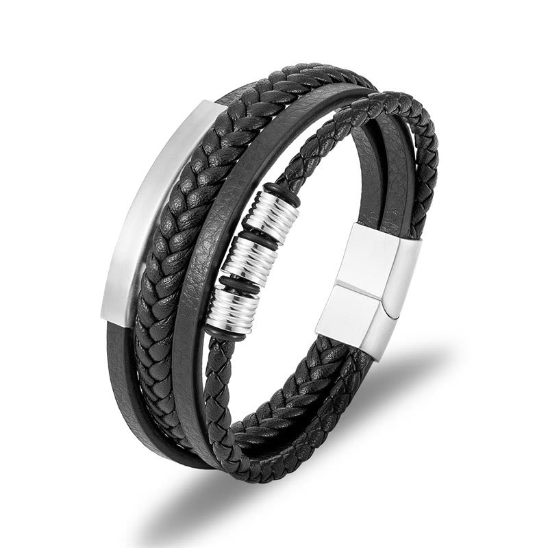 Stone of buddha Leather Multi-Layer Titanium Steel Balance Braided Magnetic Buckle Bracelet
