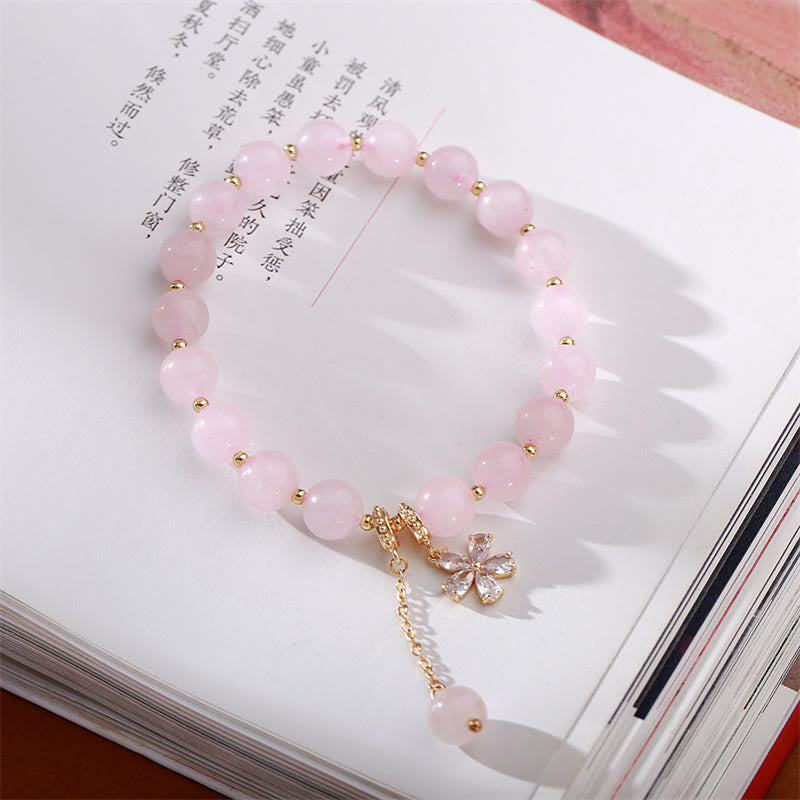 Stone of buddha Natural Pink Crystal Plum Blossom Love Bracelet
