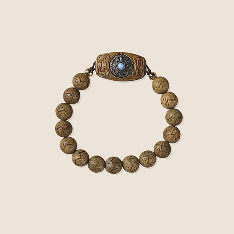 Stone of buddha Green Sandalwood Ebony Wood Sandalwood Om Mani Padme Hum Soothing Bracelet