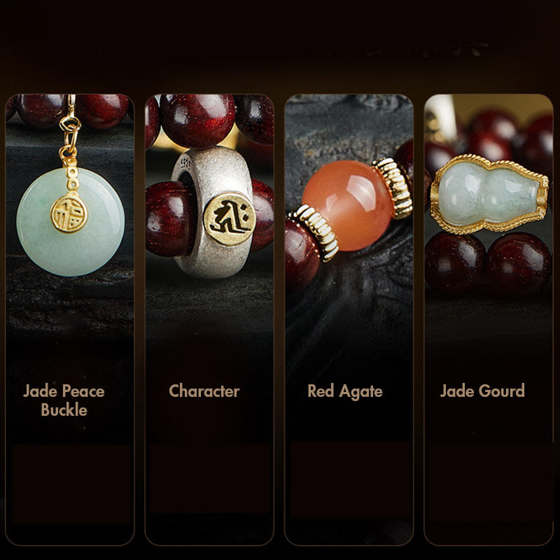 Stone of buddha Chinese Zodiac Natal Buddha Small Leaf Red Sandalwood Jade Red Agate PiXiu Sooth Bracelet