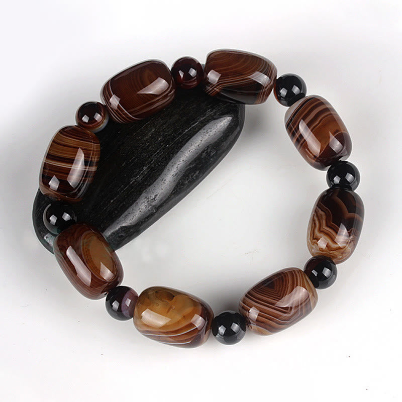 Stone of buddha Natural Sardonyx Courage Happiness Bracelet