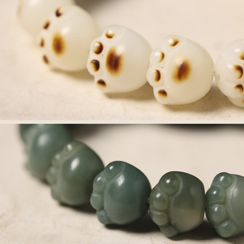 Stone of buddha Natural Bodhi Seed Lovely Paw Ebony Wood Lucky Cat Wisdom Bracelet
