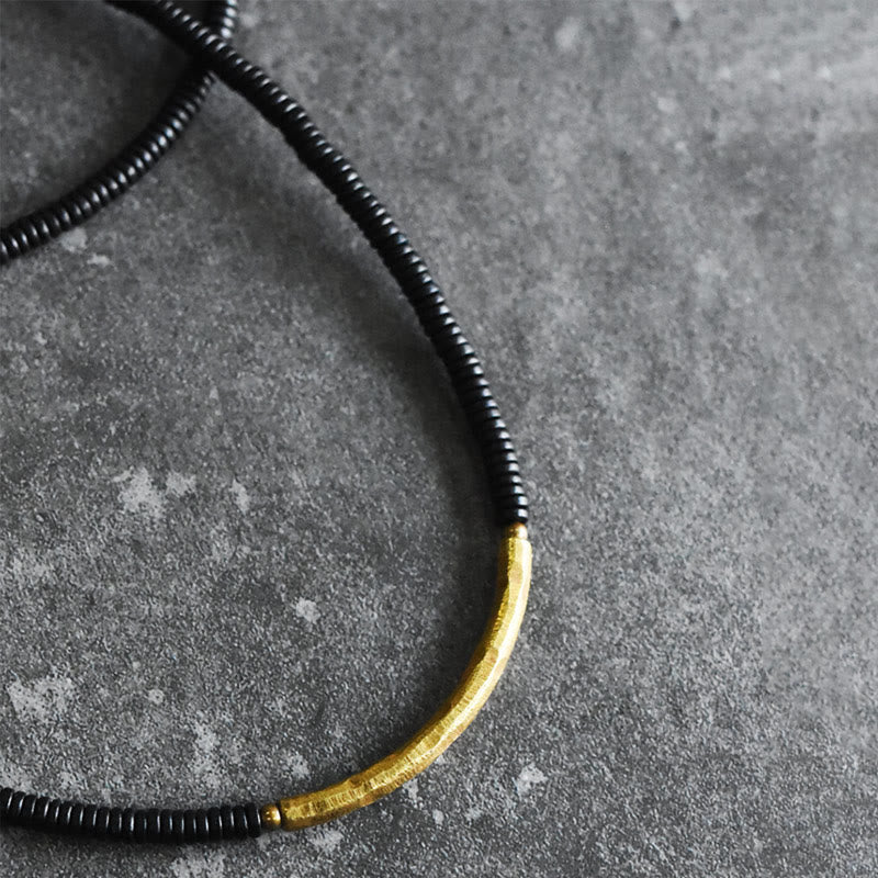 Stone of buddha Ebony Wood Copper Balance Multilayered Bracelet