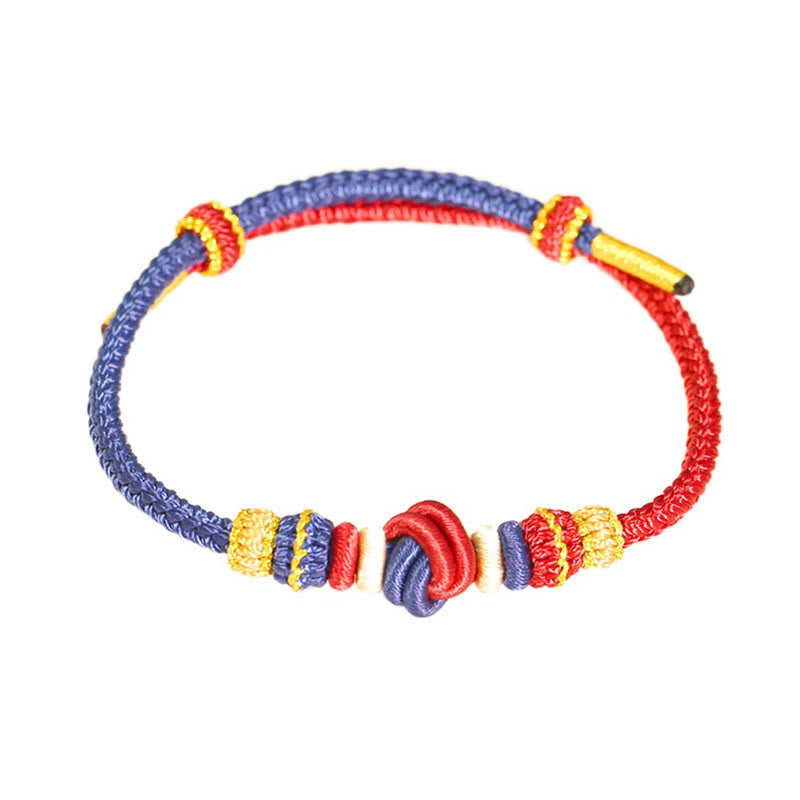Stone of buddha Two-Color Rope Handcrafted Eight Thread Peace Knot Luck Connection Bracelet