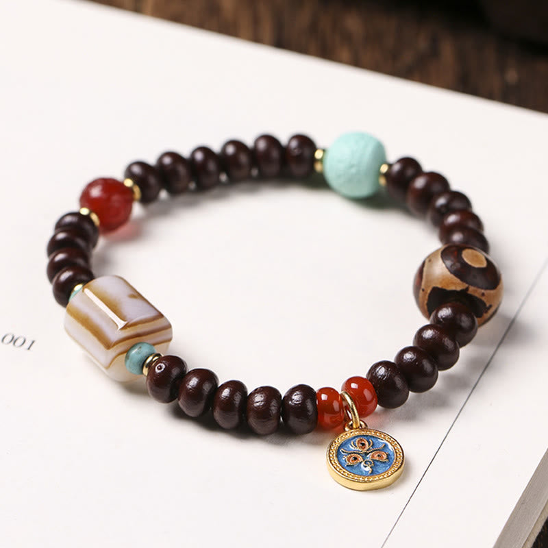Stone of buddha Natural Tibet Purple Bodhi Seed Dzi Bead God of Wealth Wisdom Bracelet