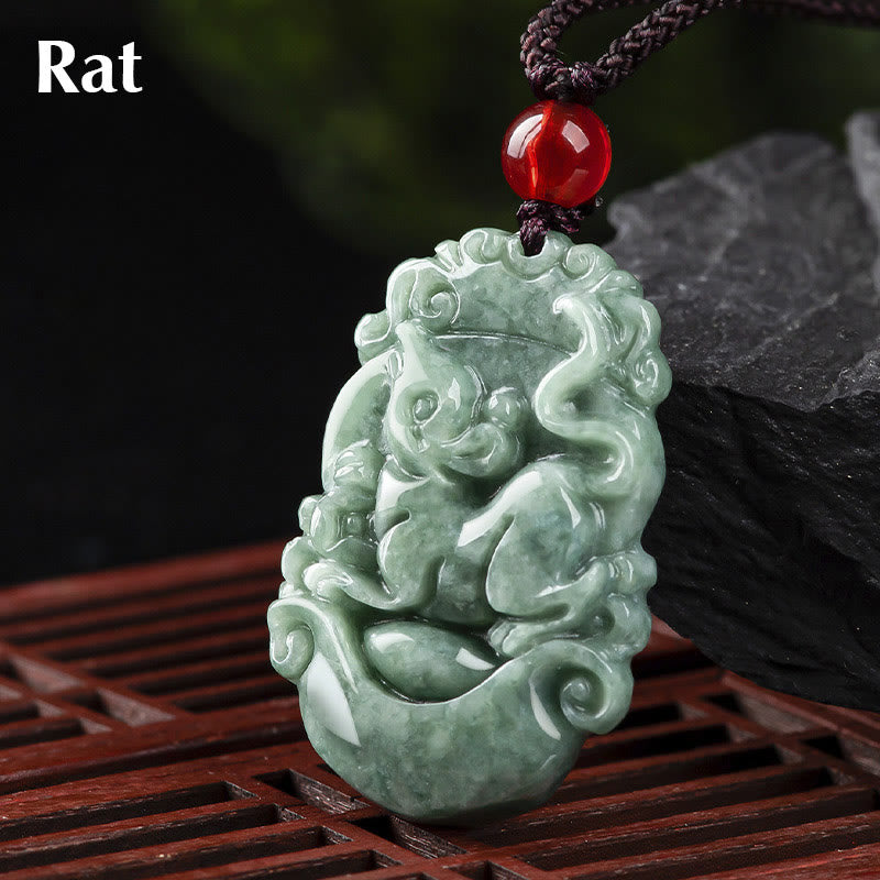 Stone of buddha Natural Jade 12 Chinese Zodiac Prosperity Necklace Pendant