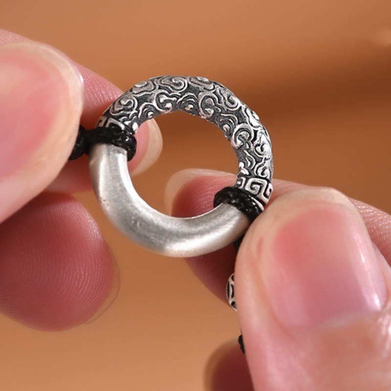 Stone of buddha 999 Sterling Silver Fu Character Peace Buckle Copper Coin Auspicious Clouds Fortune Bracelet