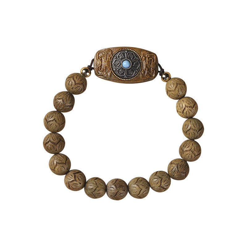 Stone of buddha Green Sandalwood Ebony Wood Sandalwood Om Mani Padme Hum Soothing Bracelet