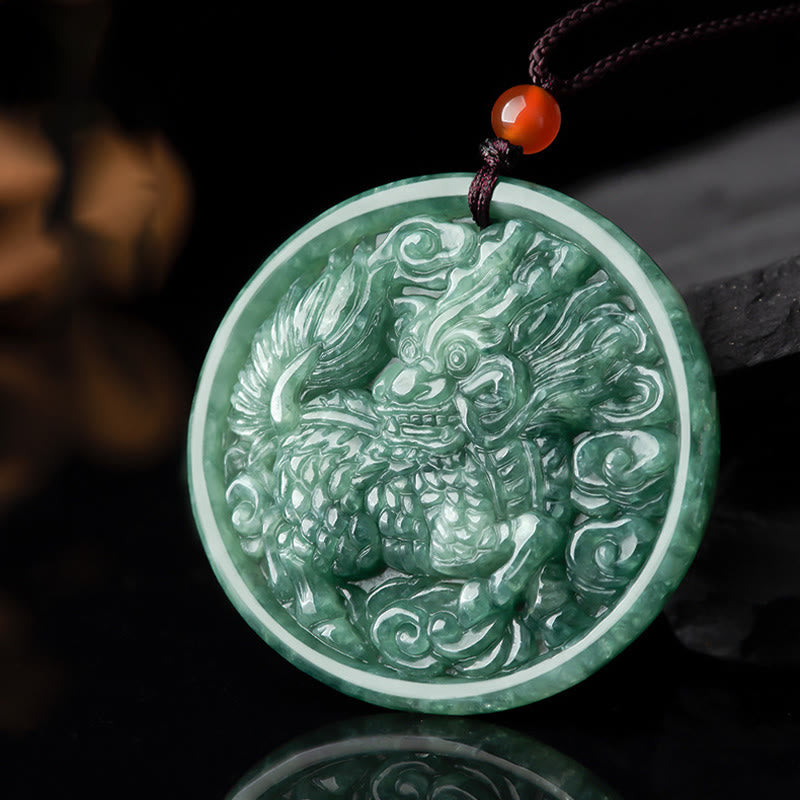 Stone of buddha Natural Jade Kirin Abundance String Necklace Pendant