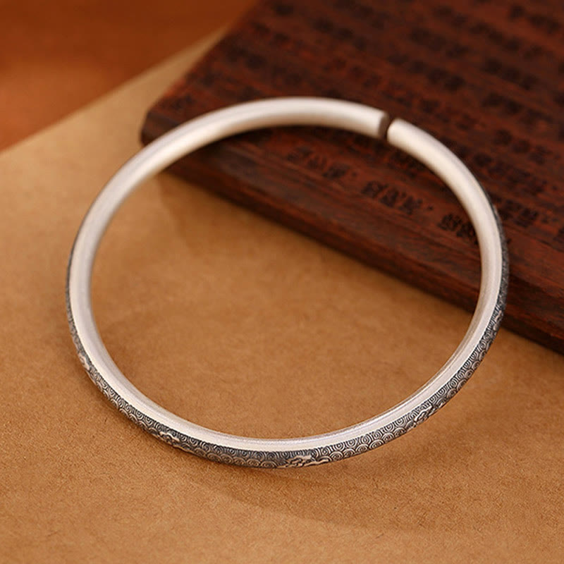 Stone of buddha Vintage 999 Sterling Silver Auspicious Clouds Design Luck Bracelet Bangle