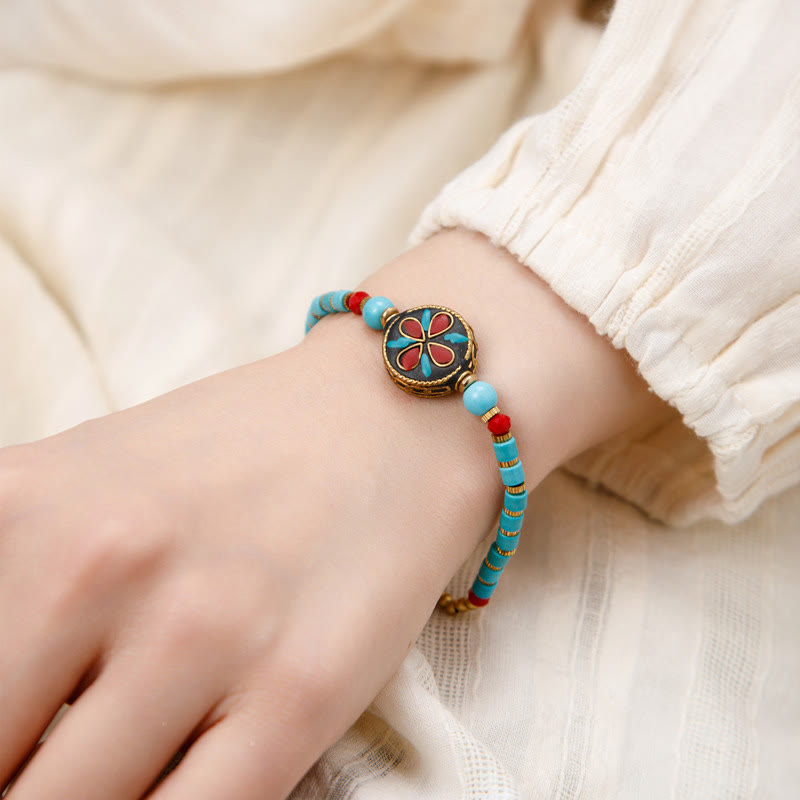 Stone of buddha Tibetan Turquoise Om Mani Padme Hum Protection Strength Bracelet