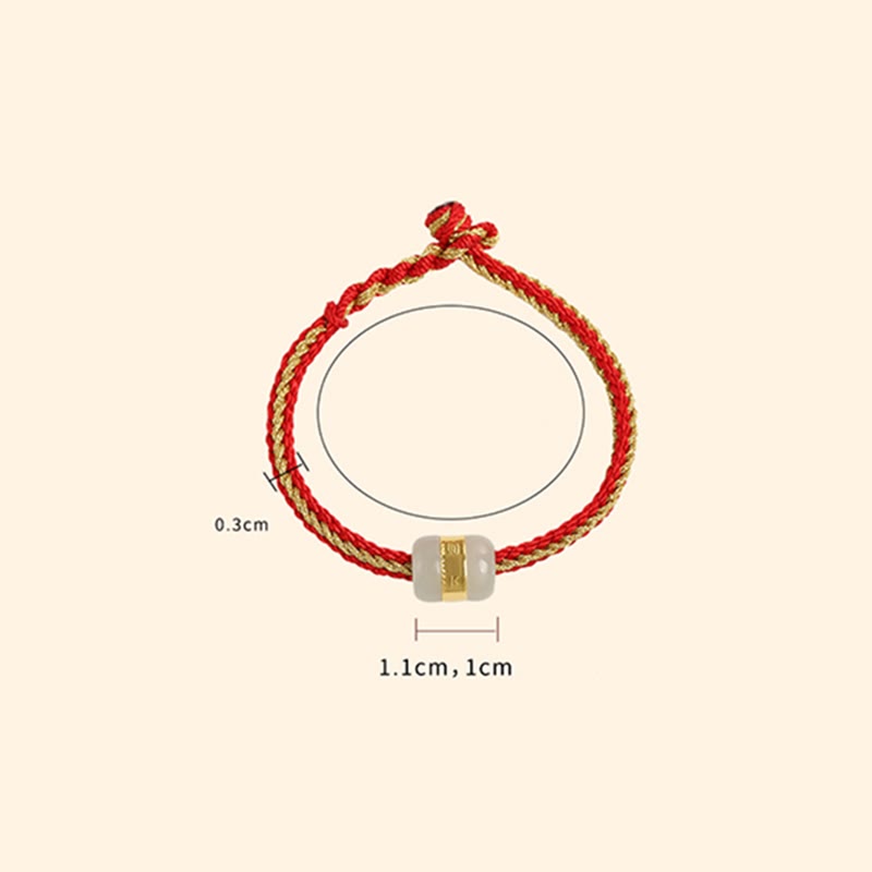 Stone of buddha 999 Gold Hetian White Jade Om Mani Padme Hum Fu Character Luck Braided Bracelet