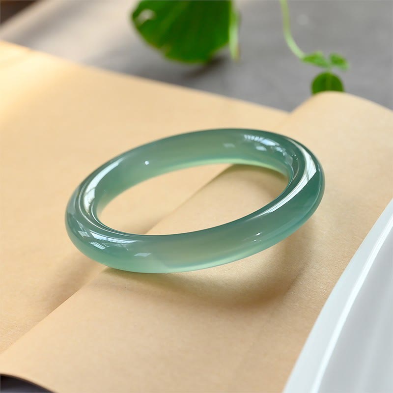 Stone of buddha Natural Green Chalcedony Strength Bangle Bracelet