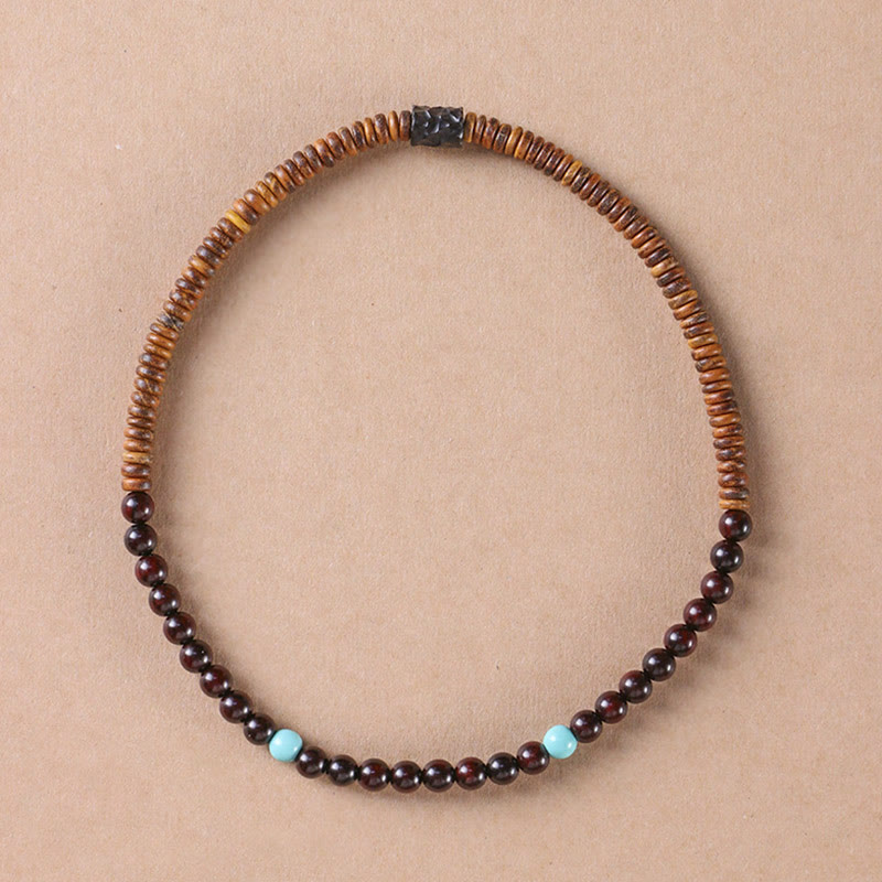 Stone of buddha Sandalwood Small Leaf Red Sandalwood Thuja Sutchuenensis Boxwood Turquoise Protection Double Wrap Bracelet