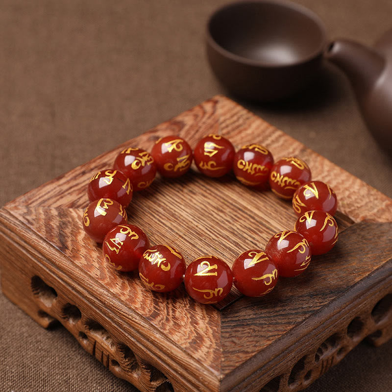 Stone of buddha Tibet White Crystal Black Onyx Om Mani Padme Hum Meditation Bracelet