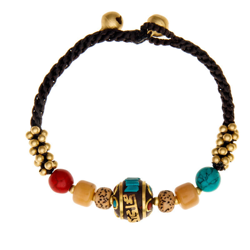 Stone of buddha Tibetan Turquoise Om Mani Padme Hum Protection Strength Bracelet