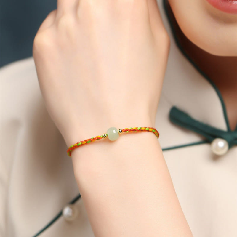 Stone of buddha Colorful Rope Luck Jade Bead Abundance Bracelet