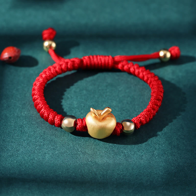 Stone of buddha 999 Sterling Silver Apple Red Multicolored Rope Luck Protection Handcrafted Kids Bracelet