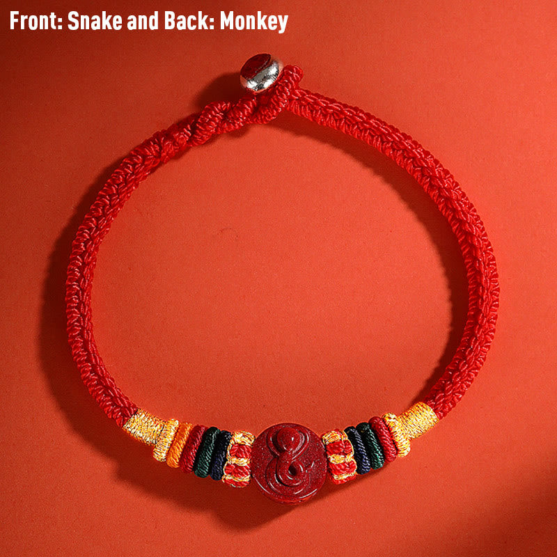 Stone of buddha Year of the Dragon 925 Sterling Silver Chinese Zodiac Cinnabar Auspicious Matches Blessing Bracelet