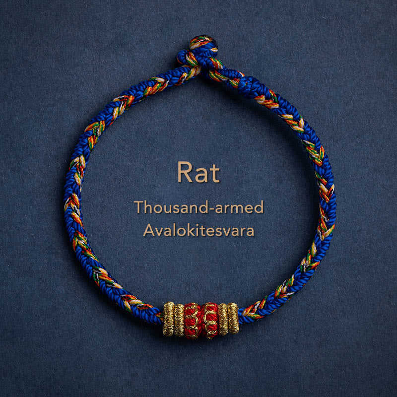 Stone of buddha Tibet Handmade Chinese Zodiac Natal Buddha Luck Strength Braided String Bracelet
