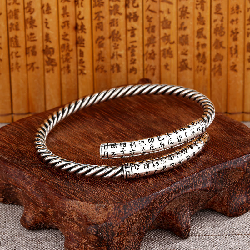 Stone of buddha Retro Heart Sutra Twisted Design Pattern Balance Bracelet Bangle