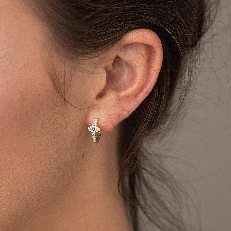 Stone of buddha 925 Sterling Silver Evil Eye Symbol Blessing Stud Earrings