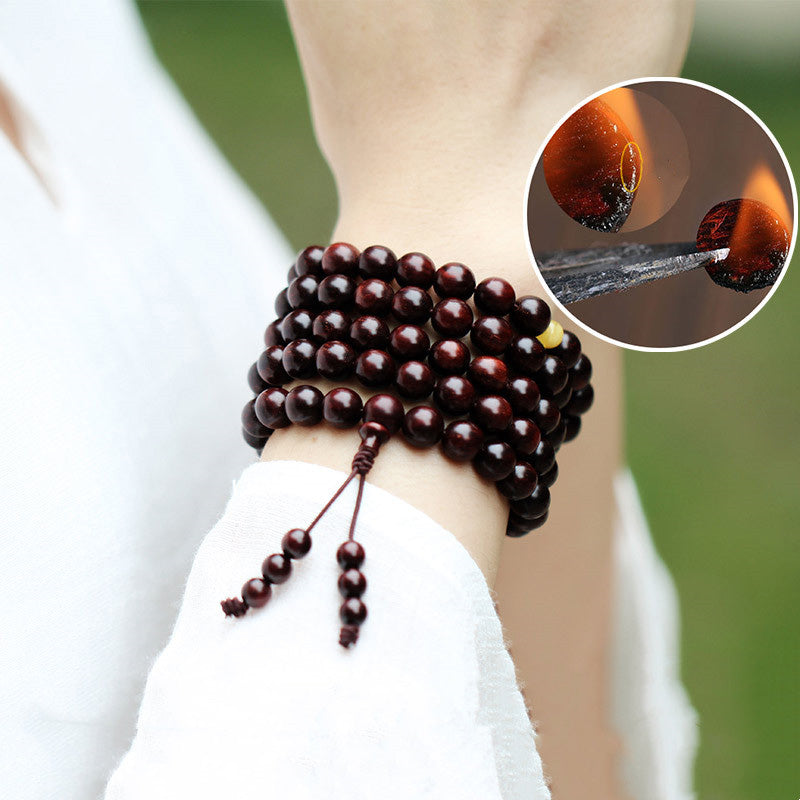 Stone of buddha 108 Mala Beads 4.8 Stars With Gold Star Indian Small Leaf Red Sandalwood Amber Turquoise Chinese Knotting Blessing Bracelet