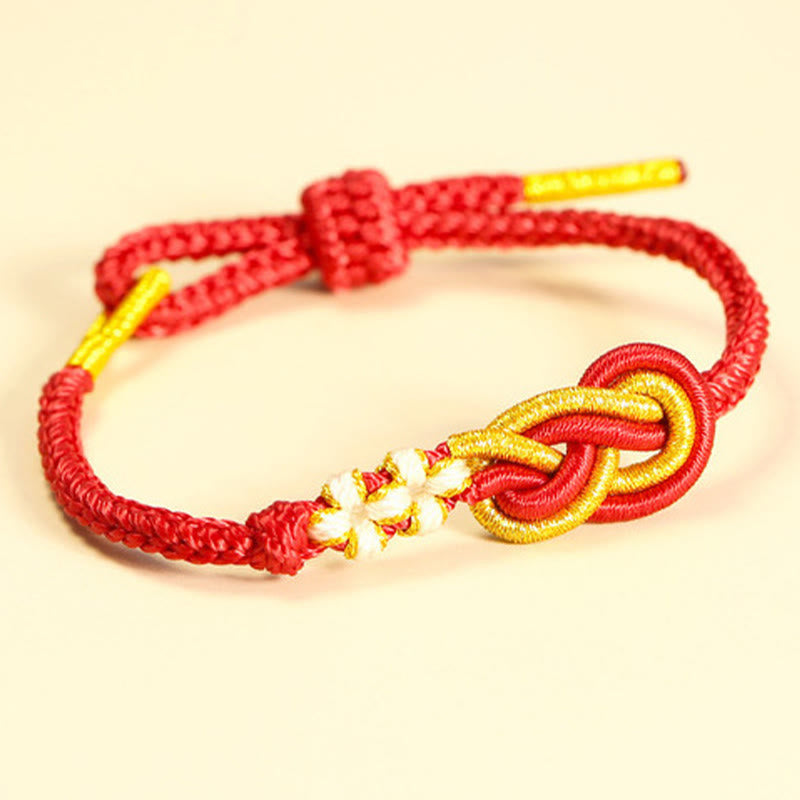 Stone of buddha Handcrafted Eight Thread Peace Knot Peach Blossom Knot Luck Connection Bracelet