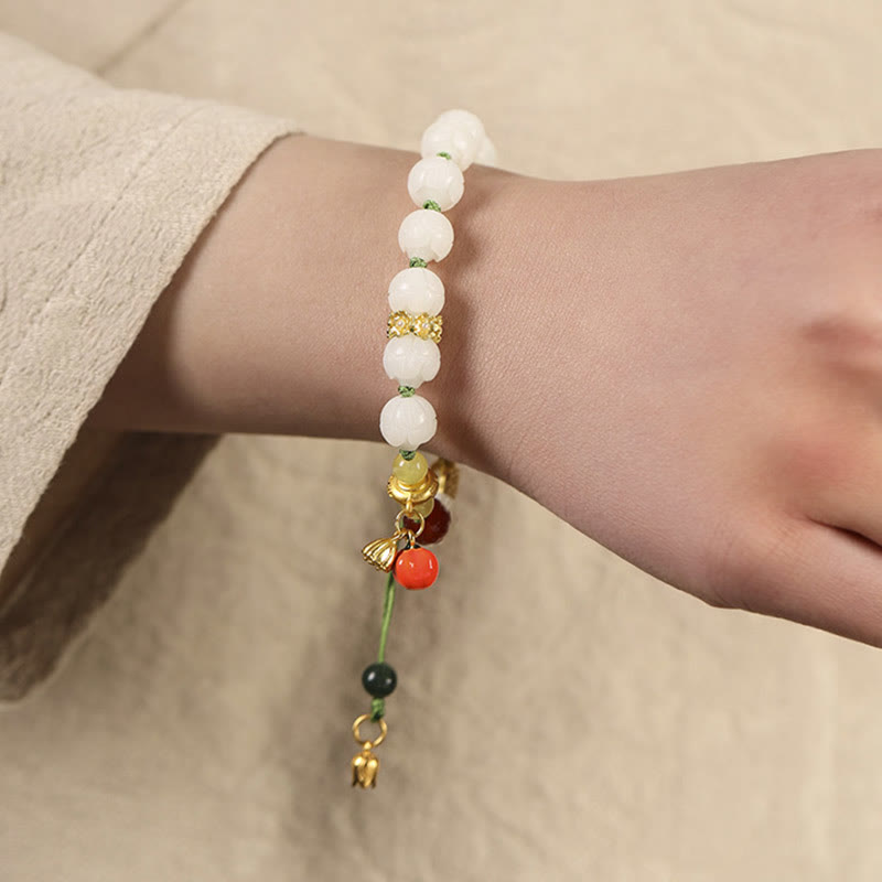 Stone of buddha Natural Bodhi Seed Lotus Pumpkin Bead Peace Harmony Bracelet