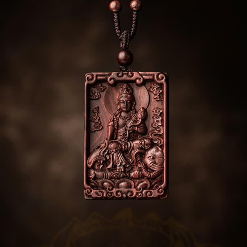 Stone of buddha Chinese Zodiac Natal Buddha Small Leaf Red Sandalwood Protection Necklace Pendant