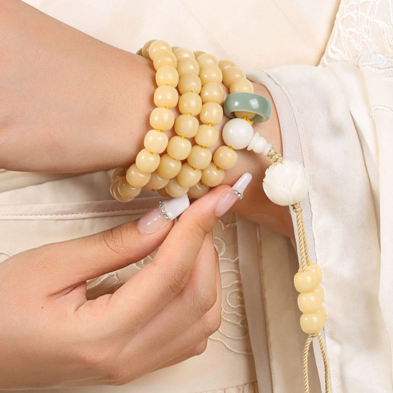 Stone of buddha Natural Bodhi Seed Lotus Dzi Bead Peace Harmony Charm Bracelet