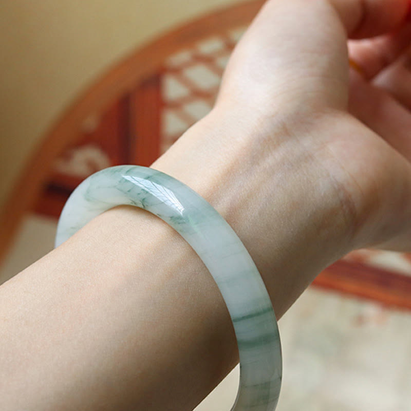 Stone of buddha Natural Jade Luck Prosperity Bangle Bracelet