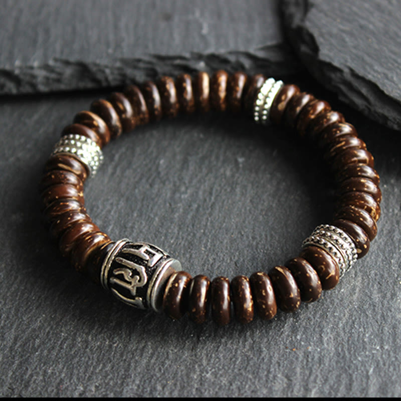 Stone of buddha Natural Tibetan Coconut Shell Om Mani Padme Hum Positive Bracelet