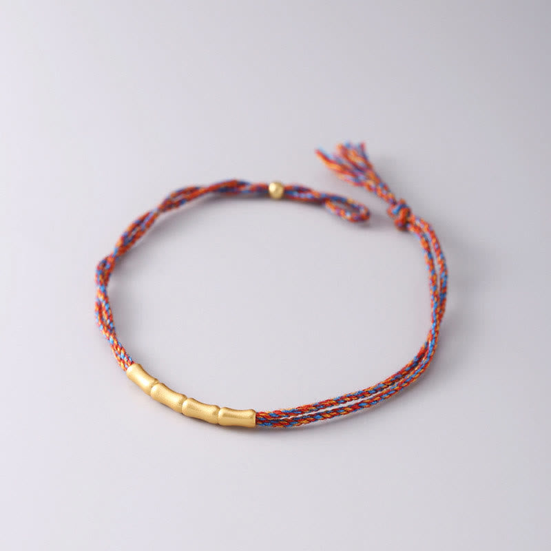 Stone of buddha 925 Sterling Silver Bamboo Design Luck Handcrafted Multicolored Braided Bracelet