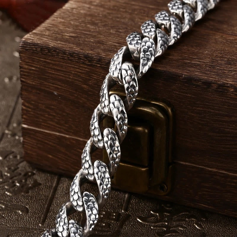 Stone of buddha Retro Dragon Scale Pattern Engraved Protection Bracelet