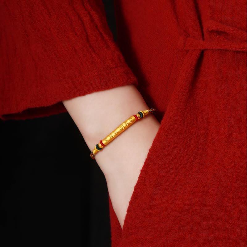 Stone of buddha Tibetan 999 Gold Om Mani Padme Hum Handcrafted Eight Thread Peace Knot Luck Braided Couple Bracelet