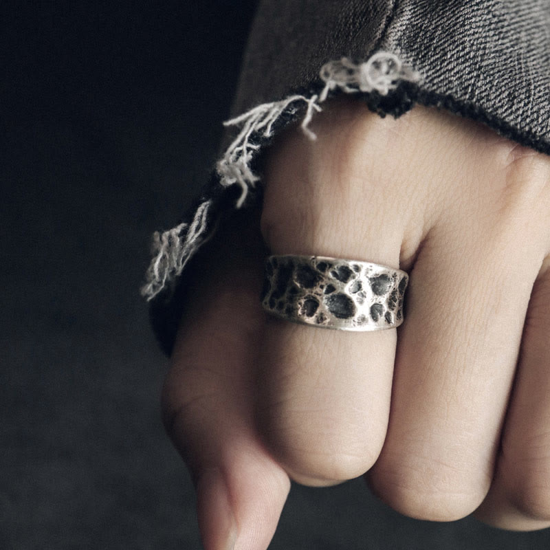 Stone of buddha 925 Sterling Silver Bump Texture Design Protection Ring