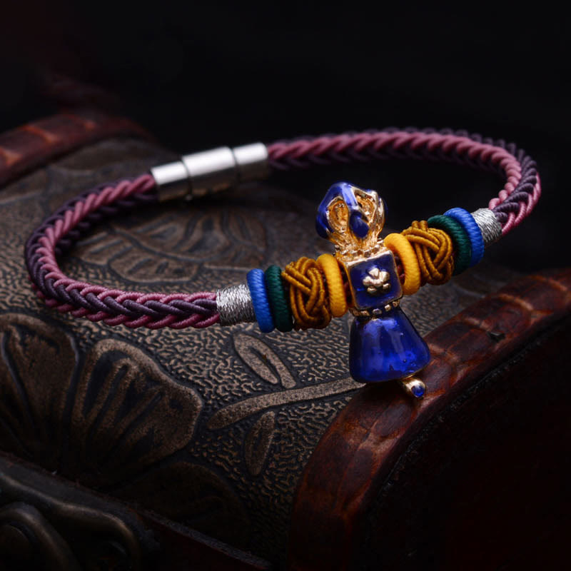 Stone of buddha Tibetan Handmade Dorje Vajra Strength Eight Threads String Bracelet