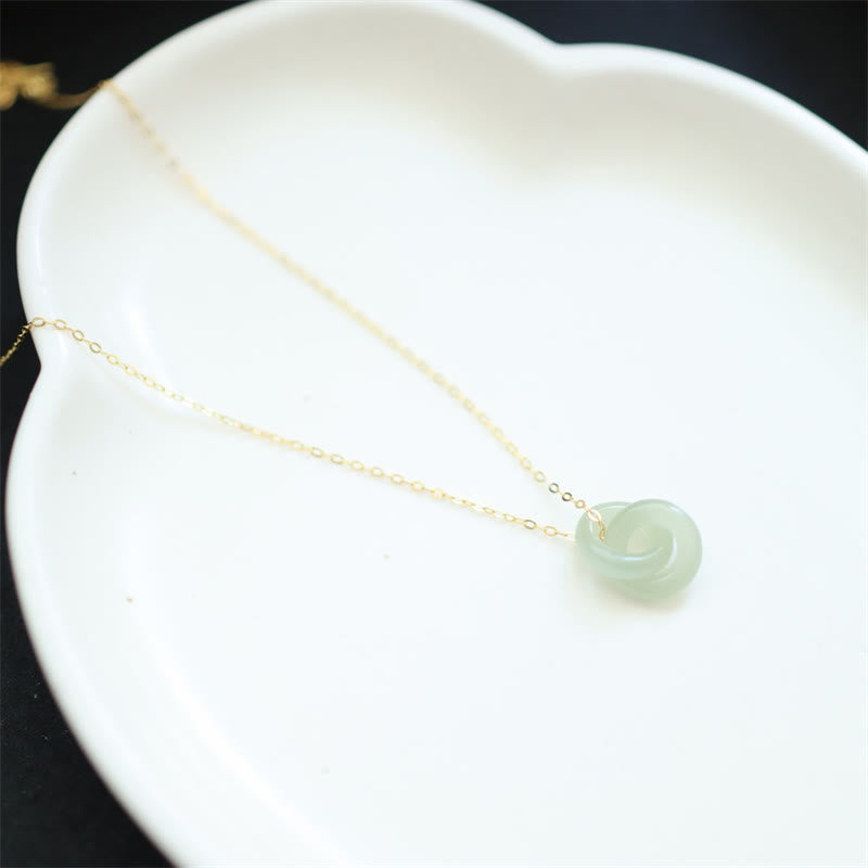 Stone of buddha 925 Sterling Silver Natural Double Peace Buckle Hetain Jade Luck Necklace Pendant