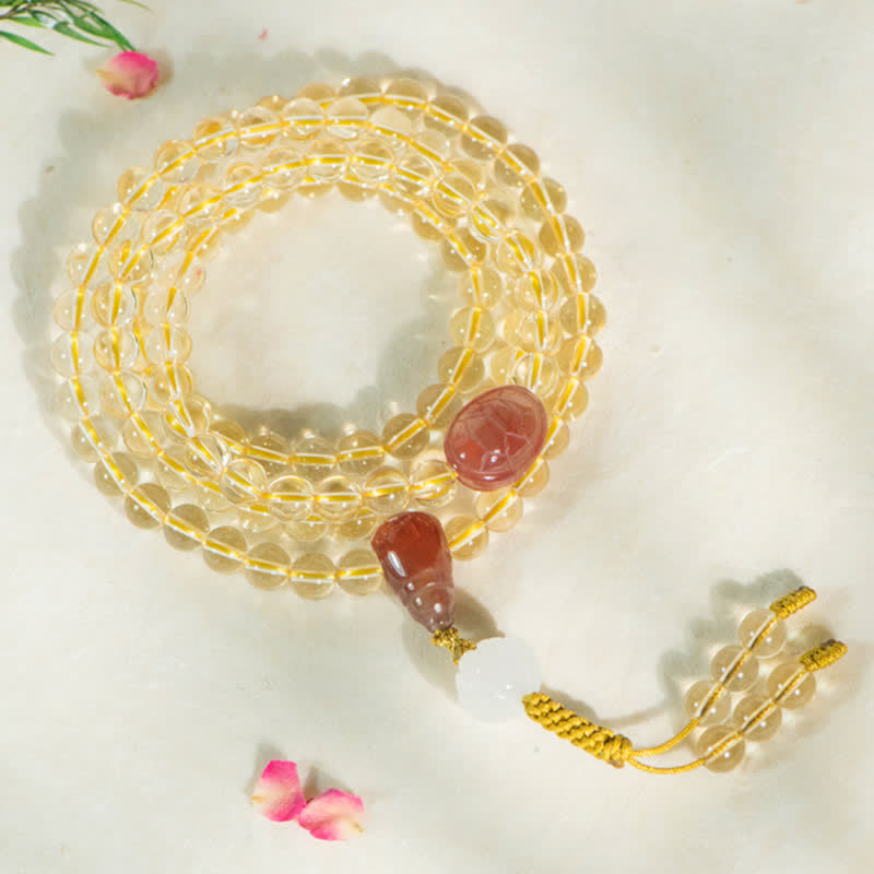 Stone of buddha 108 Mala Beads 925 Sterling Silver Natural Citrine Red Agate White Jade Prosperity Charm Bracelet