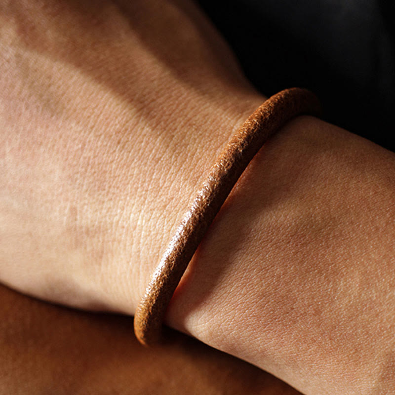 Stone of buddha Retro Leather Luck Healing Copper Magnetic Buckle Bracelet