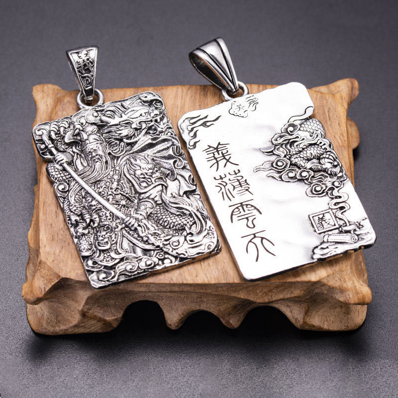 Stone of buddha Guan Gong Dragon Auspicious Clouds Wealth Necklace Pendant
