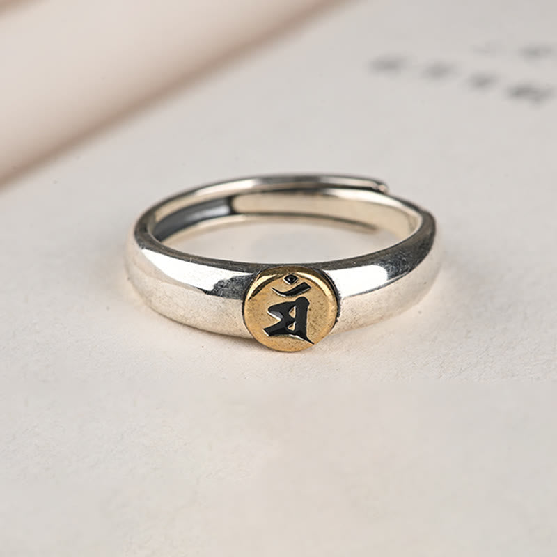 Stone of buddha Tibetan Om Mani Padme Hum Carved Chinese Zodiac Natal Buddha Peace Ring