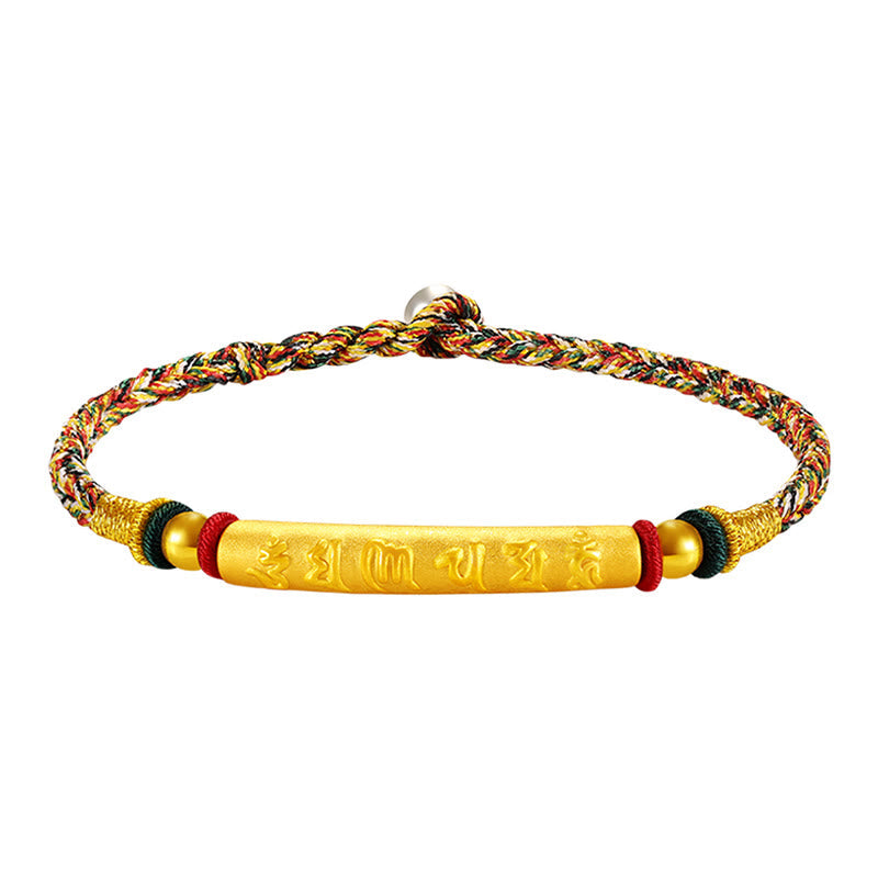 Stone of buddha Tibetan 999 Gold Om Mani Padme Hum Handcrafted Eight Thread Peace Knot Luck Braided Couple Bracelet