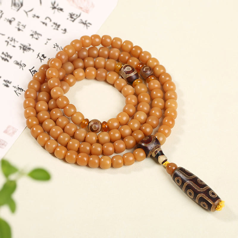 Stone of buddha Natural Bodhi Seed Lotus Dzi Bead Peace Harmony Charm Bracelet
