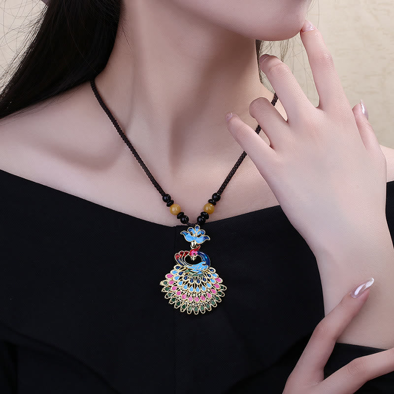Stone of buddha Colourful Peacock Amber Turquoise Agate Fortune Necklace Pendant