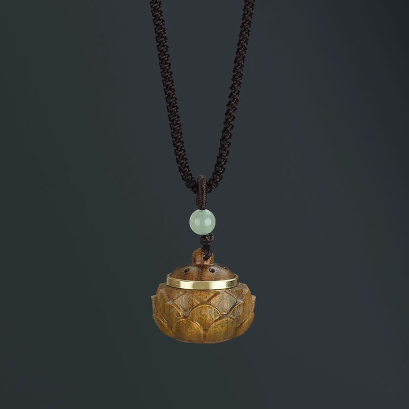 Stone of buddha Tibet Green Sandalwood Rosewood Om Mani Padme Hum Lotus Positive Soothing Necklace Pendant