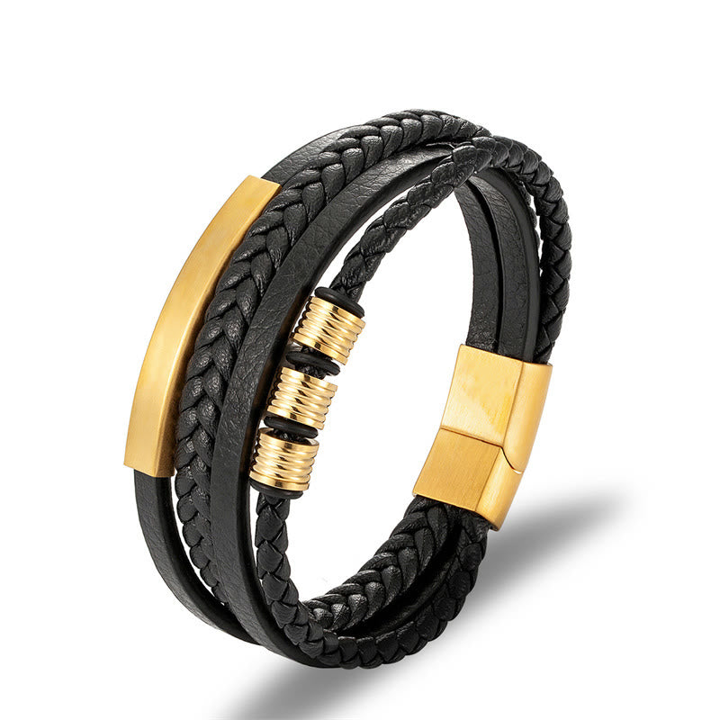Stone of buddha Leather Multi-Layer Titanium Steel Balance Braided Magnetic Buckle Bracelet